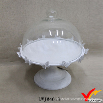 Vintage Glass Cover Dinner Pedestal Cake Stand